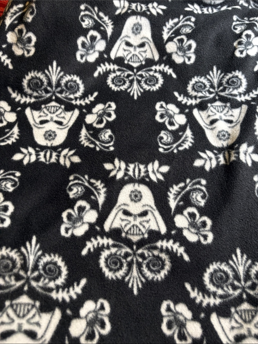 Black & White Darth Vader Floral Fleece Fabric - Please Read